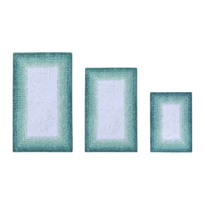 Torrent Collection 3 Piece 100% Soft Cotton Tufted Weave Bath Rug Set, Ombre Pattern, Super Soft & Absorbent, Machine Washable Bathroom Mats