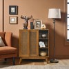 Mid Century Modern Rattan Sideboard Cabinet, Buffet Cabinet for Entryway, Adjustable Shelf & Solid Wood Feet & Rattan Cabinet Doors - 4 of 4
