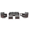 Sonkuki 6-Piece Patio Conversation Set with Swivel Rocking Chair and Side Table, Navy Blue Cushion - 2 of 4