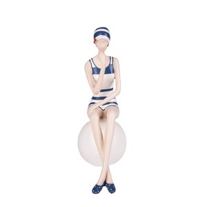 Beachcombers 7.8" Resin Lady On Ball Blue/White Suit - 1 of 1