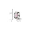Black Bow Jewelry Sterling Silver Pink Cubic Zirconia Four Sided Double Heart Bead Charm - 2 of 3