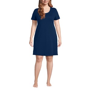 Lands' End Women's Cotton Short Sleeve Knee Length Nightgown - 1 of 3