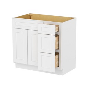 HOMLUX Easy-DIY Combo Bases - Bath Vanity Cabinet without Top in Shaker White - 1 of 4