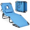 Costway Beach Chaise Lounge Chair with Face Hole Pillows & 5-Position Adjustable Backrest Blue - 2 of 4