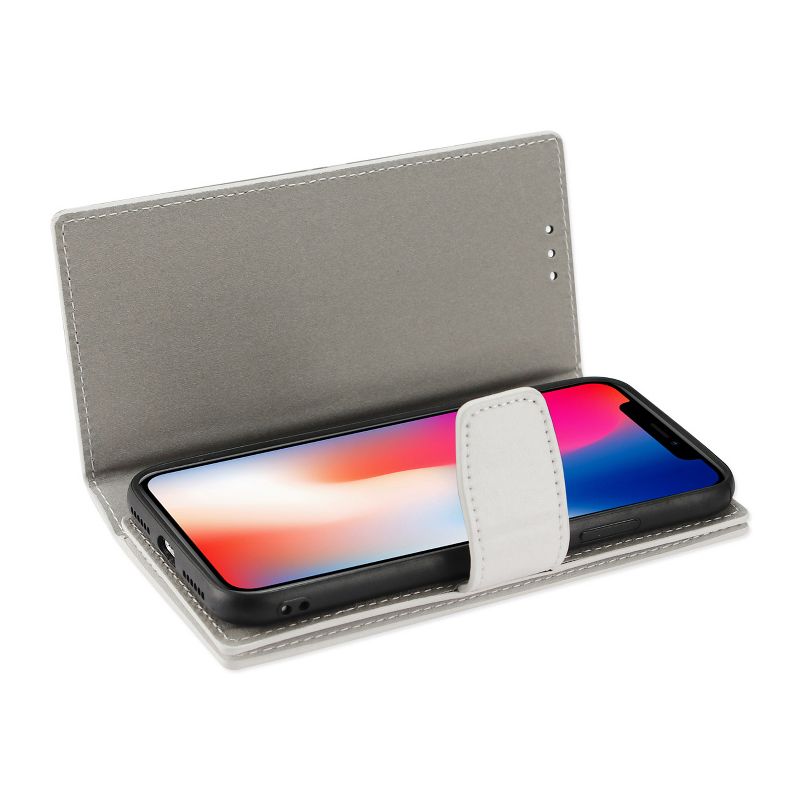 Reiko iPhone X/iPhone XS Genuine Leather Wallet Case with RFID Card Protection in Ivory, 2 of 5