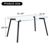 Gulches Modern Minimalist Rectangular Glass Dining Table 4 6 People Tempered Glass Top Black Metal Legs Writing Desk Kitchen Living Room - 2 of 4