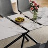 KWPZQEB Rectangle Extendable Dining Table from 47 to 59", Kitchen Table with Sintered Stone Top & Steel X-Base, Modern Luxury Dining Room Table Set - 3 of 4