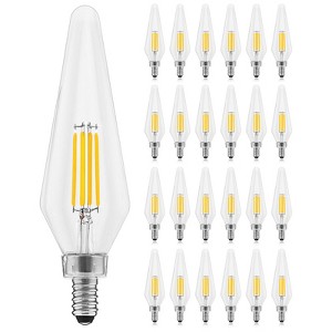 Luxrite E12 Candelabra LED Light Bulb 4.5W=60W Equivalent, 2700K Warm White, Dimmable 500 Lumens, HX10.5 Glass, UL Certified 24 Pack - 1 of 4