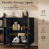 Whisen Retro Buffet Cabinet with Storage, 4-Door Vintage Fluted Sideboard Cabinet - 3 of 4