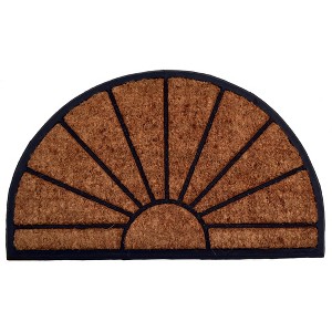 HomeRoots 18" X 30" Beige and Black Rubber and Coir Outdoor Semi Circle Door Mat - 1 of 4