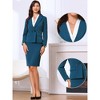 INSPIRE CHIC Women's 2 Pieces Business Long Sleeve Notched Lapel Double Breast with Pockets and Formal Skirt Suit - 2 of 4