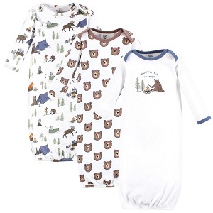 Touched by Nature Infant Boys Organic Cotton Gowns, Camping Animals - 1 of 4