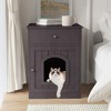Munora - 18.9" Wooden Cat Litter Box Enclosure with Drawer - Brown Nightstand - 4 of 4