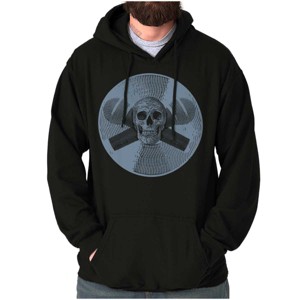 Vintage Skull Cross Mics Vinyl Hoodie Sweatshirt Women Men Brisco Brands - 1 of 4