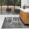 LeisureMod Elland Leather Bar Stool – Modern Counter Height Stool with White Stainless Steel Legs for Kitchen Island or Home Bar Set of 2 - 2 of 4