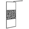 vidaXL Walk-in Shower Wall 31.5"x76.8" ESG Glass with Stone Design Black - 4 of 4