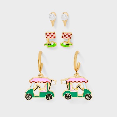 SUGARFIX by BaubleBar Hole-In-One Statement Earring Set 3pc - Gold
