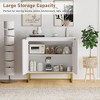 47" Modern Sideboard Buffet Credenza w/ Wood Accent, Herringbone Doors & Shelf for Dining Living Room Entryway - 3 of 4