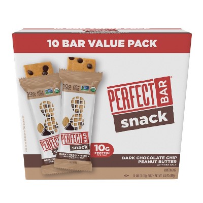 Perfect Bar Organic Snack Dark Chocolate Chip Peanut Butter Protein Bars - 16.9oz/10ct