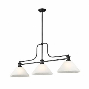 Melange 3-Light Billiards Light - Matte Black Steel & Opal Glass - 52" Industrial Design - 1 of 1