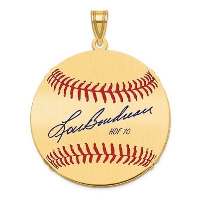 Black Bow Jewelry 14K Gold Plated Lou Boudreau Signature LG Enamel Baseball Pendant