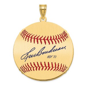 Black Bow Jewelry 14K Gold Plated Lou Boudreau Signature LG Enamel Baseball Pendant - 1 of 4