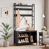 Shoe Rack for Closet, 36.41" Hall Tree with Shoe Storage Bench, 3 in 1 Hallway / Entryway Bench with Coat Rack & Wall Rack 8 Hooks, Industrial Bench - 2 of 4