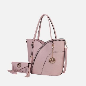 MKF Collection Imogene Two-tone Whip Stitches Vegan Leather Women’s Shoulder bag with Wallet by Mia K - 1 of 4