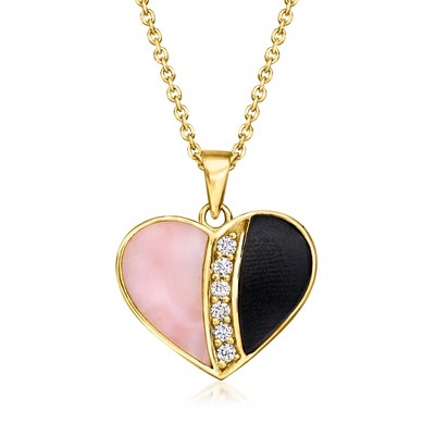 Ross-Simons Multi-Gemstone Reversible Heart Pendant Necklace in 18kt Gold Over Sterling Size 18