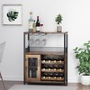 Whizmax Wine Bar Cabinet with Detachable Rack, Glass Holder, Small Sideboard and Buffet Mesh Door, Wine Rack - 3 of 4