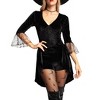 Womens Fancy Witch Halloween Costume w/ Hat - Black Velour Wtich Outfit for Adult - 4 of 4
