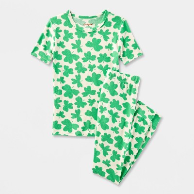 Kids' 'St. Patrick's Clovers' Short Sleeve Tight Fit Pajama Set - Cat & Jack™ Green 6