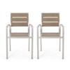 SKRAN Outdoor Modern Aluminum Dining Chair Set with Faux Wood Seat, Natural and Silver - Set of 2, Lightweight and Durable for Patio or Backyard - 4 of 4