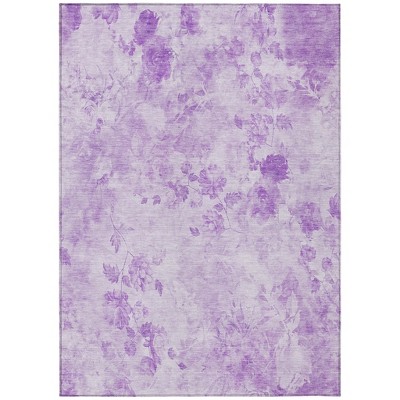 Lavender And Purple Floral Washable Indoor Outdoor Area Rug