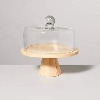 11.5" Wooden Cake Stand with Glass Cloche - Hearth & Hand™ with Magnolia