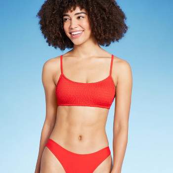 Women's Smocked Bralette Bikini Top - Wild Fable™ Red XXS