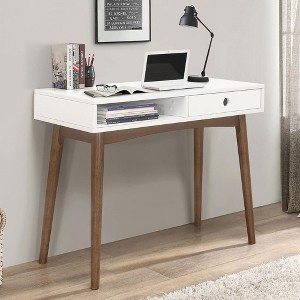 PAGED Home Office Desk 42" L Simple Modern Writing Desk with 2 Storage Shelves and Wooden Frame for Office, Study - 1 of 4