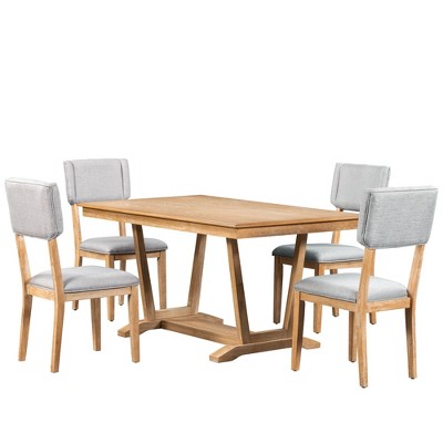 NicBex 5-Piece Dining Table Set for 4,Modern Kitchen 59 Inch Rectangular Dining Table with Wood Legs Dining Chairs