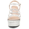 BLISSFUL STEP Women's Glitter Chunky Heel Open Toe Slingback Sandals - 2 of 4