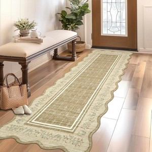 Coucheta Scalloped Hallway Runner Area Rug, Washable Non-Slip Low Pile Area Rug for Kitchen, Entryway, Living Room, Multi-Color & Size - 1 of 4