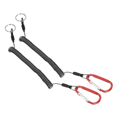 Unique Bargains Retractable Coiled Safety Cords Fishing Tool Lanyards with Metal Carabiners 2 Pcs 3.9ft