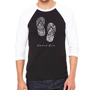 LA Pop Art Men's Raglan Baseball Word Art T-shirt - BEACH BUM - 1 of 4