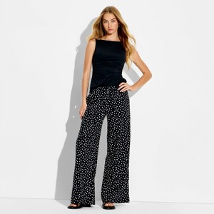 Women's Low-Rise Baggy Leg Linen Pull-On Pants - Wild Fable™ Black