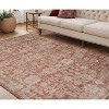Brick Red And Gray Floral Medallion Area Rug With Fringe - 2 of 4