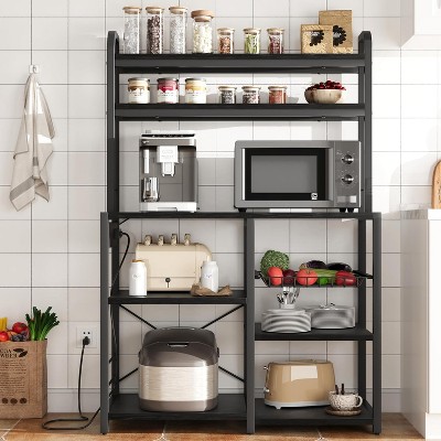 6-Tier Bakers Rack with Storage Cabinet & Built-In Power Outlets – Microwave Stand & Kitchen Organizer for Kitchen and Dining Room