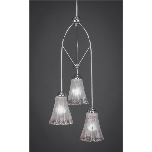Toltec Lighting Contempo 3 - Light Pendant in  Chrome with 5.5" Fluted Frosted Crystal Shade - 1 of 1