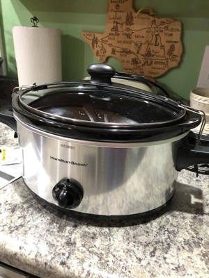 Hamilton Beach Stay or Go Slow Cooker, 6 Quart Capacity, Lid Lock, Serves  7+, Removable Crock, Silver, 33262