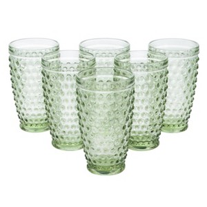Gibson 6 Piece Hobnail Handmade Glass Tumbler Set in Tinted Green - 1 of 4