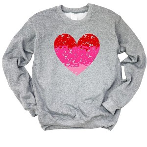 Simply Sage Market Women's Graphic Sweatshirt Heart Ombre - 1 of 3