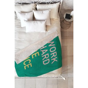 socoart work hard be nice I 80" x 60" Fleece Throw Blanket - Deny Designs - 1 of 2